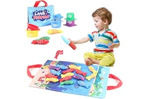 Jenilily Zabawki Montessori dla 1 roku, gra wędkarska z tkaniny, prezenty dla chłopców i dziewczynek, zabawki dla dzieci od 6 do 12-18 miesięcy, kubki do układania w stos dla niemowląt