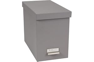 Bigso Box of Sweden Caja archivadora con tapa – Elegante organizador de documentos con 8 carpetas colgantes – Caja clasificadora de tablero de fibras y papel – gris