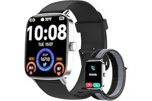 YOEVER Smart Watch for Men Women, [1.85"HD Screen] Answer/Make Calls, Ladies Smart Watches for Samsung/Android/iPhone, Fitness Watch with Heart Rate Sleep SpO2 Monitor,Dynamic Watch Faces 60FPS-Black