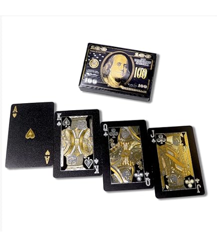 1 Set di carte da gioco dorate, classiche e fatte a mano, in plastica