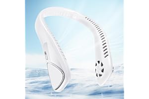 Jialexin Tragbarer Nackenventilator, Hals Ventilator Wiederaufladbar mit 6000mah, Persönlicher Ventilator mit 3 Geschwindigkeiten,Blattlos Ventilator FüR Sport,Reisen,Außen,Innen,Geschenk(Weiß)