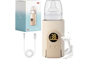 TirEurt Portable Bottle Warmer Baby Milk 6-Speed Adjustable Bottle Heater Insulation Accurate Temperature with Night Atmosphere Light Cordless Food Warmer
