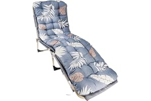 WAWOFUN Sun Lounger Cushion Only, Garden Recliner Relaxer Chair Cushion Replacement with Backrest Comfortable Cushion Pads for Beach Patio Indoor Outdoor 170x53x8cm (Blue with Leaves)