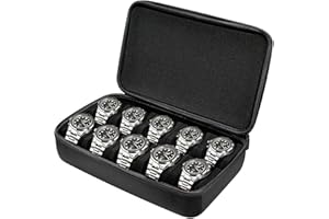 Kai Tian EVA Uhrenbox Herren mit 10 Uhren Aufbewahrung und Organizer für Damen und Herren, mit Anti-Bewegungs-Uhrenkissen