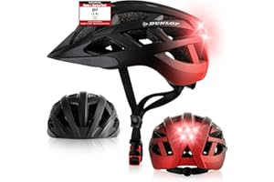 Dunlop Sports Fahrradhelm mit Licht - Sofort gesehen Werden - Ultraleichter Spezial Damen Herren Kinder Fahrrad Helm Visier und Rücklicht für hohe Sicherheit - Urban