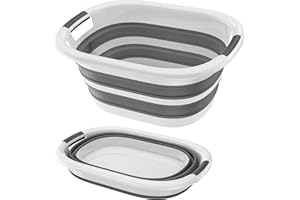 FIVMEN Cesto portabiancheria pieghevole, 26 l, in plastica, con 2 manici, pieghevole, salvaspazio, per vestiti, giocattoli e campeggio