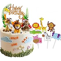 Set Decorazione Torta Animali Della Foresta, 10 Pezzi In Ceramica Morbida, Giraffa, Leone, Scimmia, Elefante, Topper Compleanno