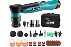 AUTIWOZ Lucidatrice per auto, mini lucidatrice 30 mm/75 mm, 6 velocità di rotazione & eccentrica, mini kit di lucidatura auto per dettagli e ceretta, con cassetta degli attrezzi, W62