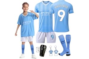 BYHSOEP Trykot dla dzieci, koszulka piłkarska do aktywności na świeżym powietrzu, zestaw trykotu dla dzieci, koszulka piłkarska dla dzieci, trykot z szortami, skarpety i ochraniacze piszczeli