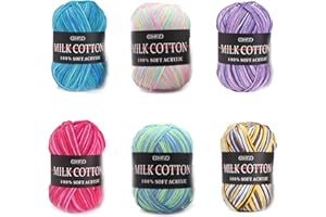 MXJFYY 6 Ovillos de Lanas Acrílicos, 1050 Yardas Hilo Acrílico de Primera Calidad, Colorido Kit de Hilo a Granel para Tejer, Manualidades y Manualidades de Ganchillo (C)