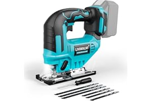 LIVOWALNY Akku Stichsäge kompatibel mit Makita 18V Akku, Pendelhub-Stichsäge mit 6 Sägeblättern, 45° Gehrungsschnitte, variable Geschwindigkeit – für Holz, Metall & Kunststoff (ohne Akku)