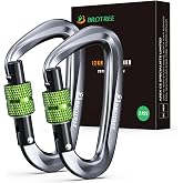 Brotree Locking Carabiners 12KN (1200 kg) Heavy Duty Aluminium Carabiner for Hammock, Camping, Hiking &ndash; Safety 8 cm D-Shape T