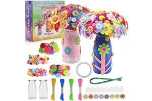 Gohytal Kit Artigianale di Fiori per Bambini Crea Il Tuo Bouquet con Bottoni Fiori di Feltro,Lavoretti Creative DIY Vaso,Giocattoli Kit di Artigianato Craft,Regalo Giocattolo per Bambine di 5-12 Anni