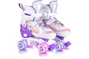 YUDOXN Rollschuhe Mädchen Verstellbar.komfortabl LED Rollerskates für Jugendliche und Anfänger.3 Größen, verstellbar von 31 bis 42, Rollerskates.Verstellbar Rollschuhe für Kinder