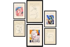 Nacnic Zestaw 6 plakatów w czarnym tuszu, harmonia, morze i oceanu do projektowania wnętrz i dekoracji wnętrz, format A3 i A4, bez ramek.