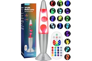 DAVALAMPA 17 Colours Changing Liquid Motion Lamps with Remote: 13.5" LED Night Light for Kids Adults - Relaxing Mood Lighting Glitter Table lamp for Home Room Office Decor Christmas Decorations (White)