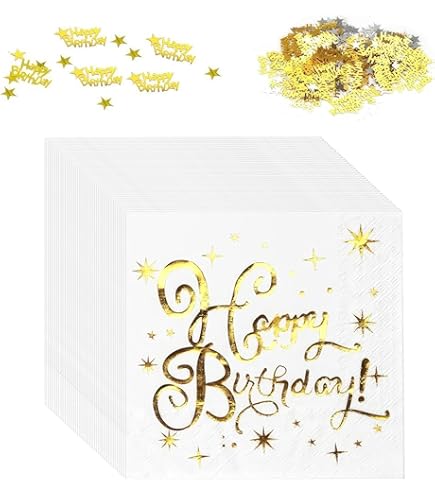 Serviette De Table Rose 20 Serviettes De Table Happy Birthday Rose Pailleté - 33x33cm - Décoration Fête Anniversaire Serviette Rose Gold