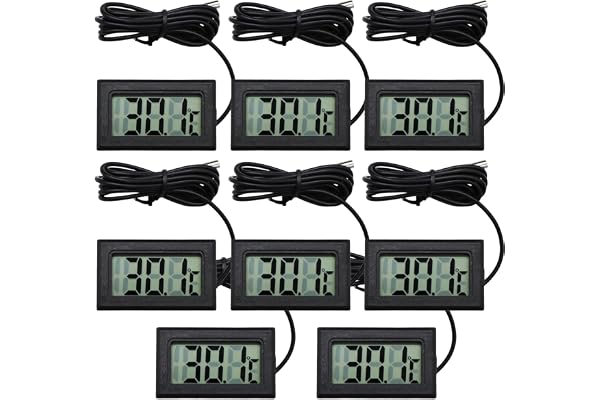 8 stycken mini LCD digitala termometrar: -20℃~+110℃ digitalt termometer inomhus, temperaturvisningstermometer med extern sens