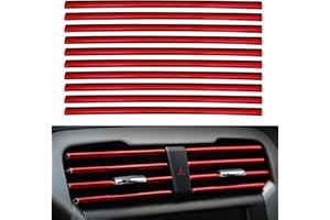 hifrom 10PCS Bandes Intérieures de Garniture Accessoires de Voiture, Voiture Bande de Grille d'Aération en PVC, pour Décoration de Sortie de Climatiseur (Rouge)