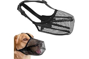 RICHDMI Bozales de Malla Ajustable Suave, Bozal de Perro, Bozal Transpirable para Perros Pequeños Medianos Grandes, Evita Que Coman, Muerdan y Mastiquen (L)