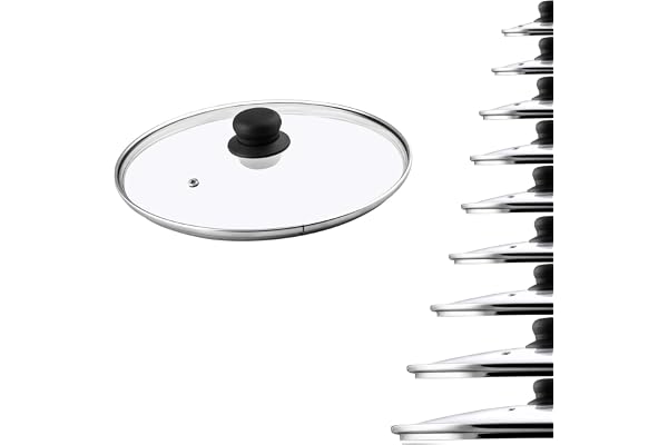 KADAX Couvercle en verre, couvercle de casserole Ø26 cm, résistant à la chaleur, avec trou vapeur et poignée en plastique, couvercle universel pour casseroles et poêles, visibilité claire, fermeture