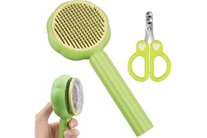 Cat Brush, Moseem Pet Hair Cleaner Brush Cat Grooming Brush for Shedding with Professional Cat Nail Clipper, 2-Pack Cat Accessories Kit for Short/Long Haired Cats for Pet Hair Cleaner and Claw Care