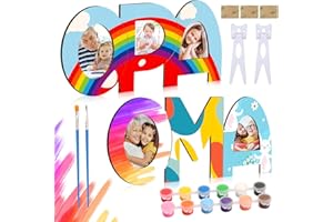 Nourdom Oma und Opa Geschenke, Oma und Opa Holzbuchstaben Bastelset Bilderrahmen Holzbuchstaben Personalisierte Foto mit Farben and Pinsel weihnachtsgeschenke für oma und opa