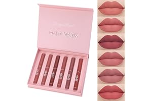 MTUVKGT 6PCS Set di Lucidalabbra Opaco, Set di Rossetti Liquidi Nude, Set di Rossetto Matte non Appiccicosi per Tutte le Occasioni, Set di Trucchi Donna Impermeabile a Lunga Durata Regalo (B)