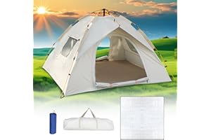 GUISHOP-EU Tenda Campeggio 3-4 Posti Con Cuscinetto Antiumidità,Tenda da Campeggio,Tenda Pop Up,Ultraleggero, Impermeabile, Isolante, Protetto Dai Raggi UV, per lo Zaino in Spalla, Escursionismo e Altro Ancora