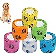 Massmot Cohesive Bandage,Vet Tape Wrap,Self Adhesive Bandage Wrap,Non-Woven First Aid Tape For Person Dogs Horses Cat & Animal Ankle Sprains & Swelling (Pack Of 6,5 Centimeters X 4.5 Meter),Multicolor