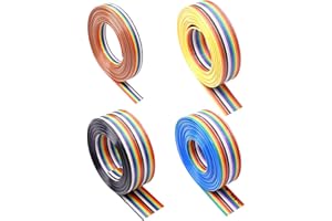 HAXIHA 4 Piezas Ribbon Cable de Cinta 10/14/16/20 IDC Pines,1.27mm Rainbow Color Flat Cable,para conectores de 2,54 mm (12 meters)