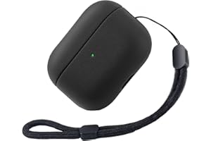 Teyomi TPU Hülle für AirPods Pro 3. Generation, Schutzhülle für Apple Airpods Pro 3 mit Handschlaufe, Leder-Touch-Design Airpods Pro 3 Case (Schwarz)
