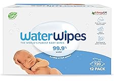 WaterWipes Original Plastic Free Baby Wipes, 720 Count (12 packs), 99.9% Water Based Wet Wipes & Unscented for Sensitive Skin