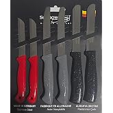 Solingen Paslanmaz &Ccedil;elik Micro Tırtıklı Meyve Bı&ccedil;ağı 6'lı Set | Almanya &Uuml;retimi, Ritter ve Kırmızı Sap, 3 Farklı Renk, &Ccedil;elik 