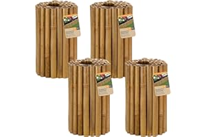 Garden Mile Set Of 4 Bamboo Log Roll Border Edging 30cm X 100cm Heavy Duty Lawn Edging Border Ideal For Flowerbeds Pathways Yard Lawn Edge Wooden Garden Decorations Border Fencing