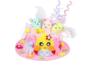 HUNIEE SULOLI Easter Bonnet Decorations Kit,Easter Hats to Decorate Make Your Own Easter Bonnet Easter Bonnet Hat for Kids Easter Bonnet Making Kit for Girls(Pink)