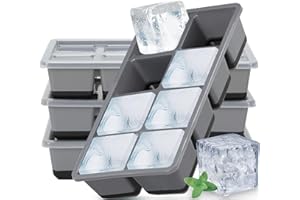 Grands bacs à glaçons avec couvercle, FURNSII 2 pièces Grand moule à glaçons rectangulaire en silicone sans BPA, bacs à glaçons empilables en forme de cube de glace pour bière, cocktails, whisky