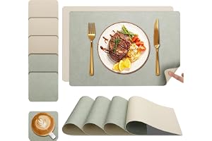 YIHELU® Amerikanska bordsunderlägg tvättbara och Glasunderlägg Set av 6, Bordstabletter Frukost Plast Enkel att Rengöra Tvåsi