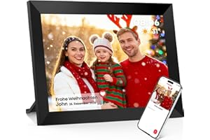 Glracd Digitaler Bilderrahmen, 10,1 Zoll Elektronischer Bilderrahmen 32GB mit WiFi, 1280*800 IPS Personalisierte Alben , Entfernte Übertragung von Fotos, Geschenk für Familie, Großeltern(Schwarz)