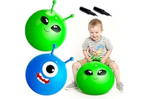 U&C Planet Lot de 2 Ballon Sauteur 45 cm Hopperball pour Enfants de 3 à 8 Ans Bouncy Ball en PVC Robuste avec Pompe à Air Bouncy Hopper pour Sauter et Jouer à l'Intérieur ou à l'Extérieur