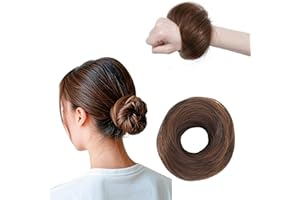 FIDWALL Elastici per capelli lisci per donne, crocchia elastica per capelli, chignon disordinato, accessori ciambella per capelli, crocchia sintetica finta per le donne (marrone cenere medio 30)