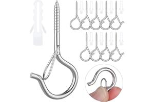 MOGADEE® Schraubhaken Edelstahl 10 Stück,Haken zum Schrauben,Deckenhaken Schwerlast , mit Sicherung,Hakenschrauben zum Aufhängen Pflanzenkörben Weihnachtsdekoration Katzennetz