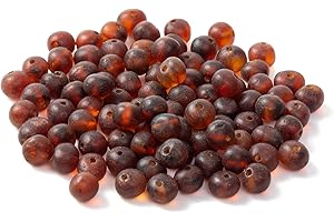 ZHAOXIA Perle en vrac d'ambre de la Baltique avec trou percé(10 Grams) - Raw Cognac(6-8 mm)