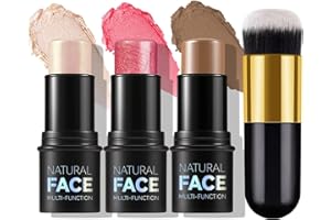 MLSMILE 3Pcs Cream Contour Stick Makeup Kit,Create Face Contour,Highlighter Stick,Blush stick for Sculpt the Cheeks,Bronzer Contour Sticks,Waterproof Long-lasting Contour set,Non-greasy（01#,03#,04#）