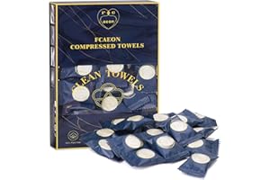 FCaeon Serviettes Compressées 100 Unité, Serviettes Jetables pour le Visage, Biodégradable Compressed Travel Towel Serviettes de Voyage,Lingettes à Lécher, Emballage Individuel, Absorbant(Bleu Foncé)