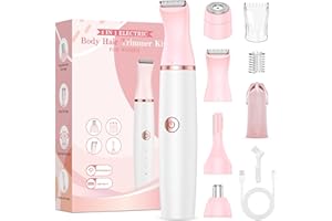 TEETHBLISS Rasuradora Mujer Zona Intima Afeitadora Mujer: 4 in 1 Recortadora Corporal Indoloro para Facial, Corporal, Pubis, Cejas, Nariz y Oreja Piernas y Axilas Uso en Seco y en Mojad Recargable
