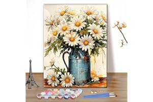 MEIYUDA Pintar por Numeros Adultos Flores, DIY Painting by Numbers Kits Cuadros por Numeros, Pintura de Bricolaje Sobre Lienzo con Pinceles Decoración para el Hogar 40x50cm(sin marco)