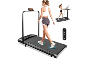 Worldgeil Laufband für Zuhause 14 km/h - Laufband Schreibtisch Klappbar mit Steigung - Treadmill for Home mit LED-Anzeige & Handlauf-Tasten zur Herzfrequenzmessung - Walking Pad for Büro