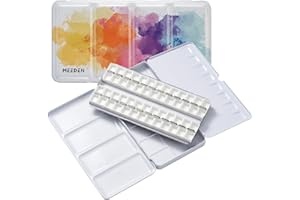 MEEDEN Paleta Acuarela Vacía: Paleta Pintura de Acuarela de Viaje de Estaño con 48 Discos y Medio - Cajas de Estaño de Paletas Metálicas Portátiles (Colorido)