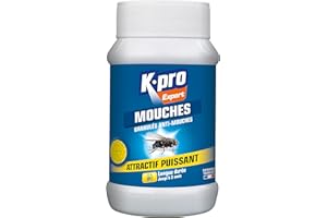 K.PRO KAPO Granules Anti-Mouches Foudroyants - 300 gr - Idéal pour éliminer les Mouches - Sans Odeur - Attractif Puissant - Sans émanation - Protection Longue Durée, neutre